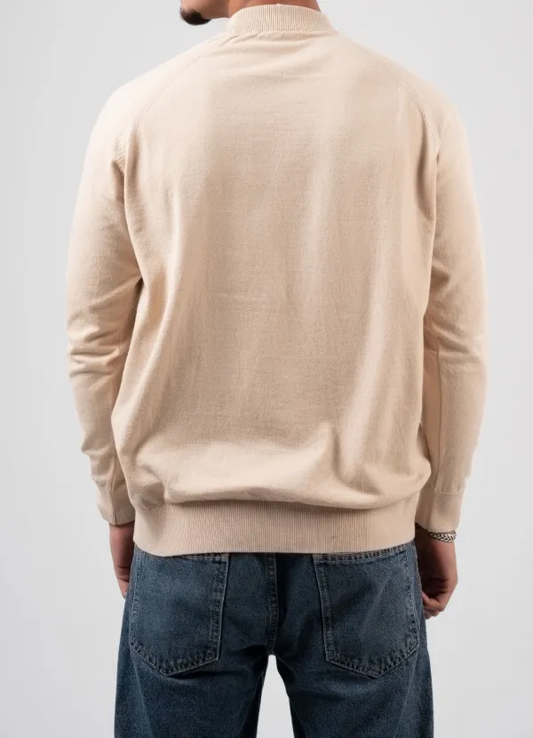 Beige Half Collar Knit Pullover