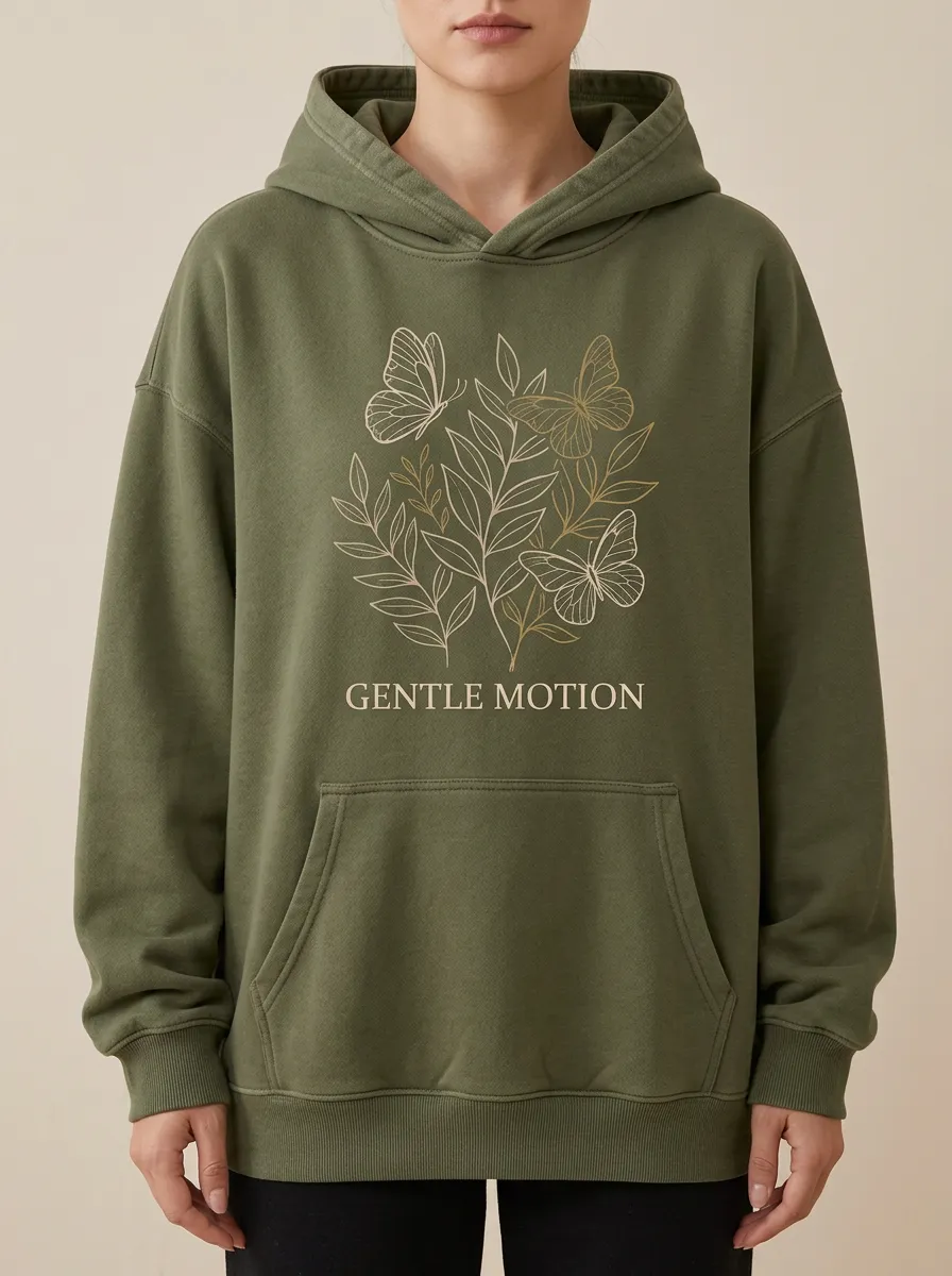 Relaxed Nature Butterfly Floral Gentle Motion Hoodie
