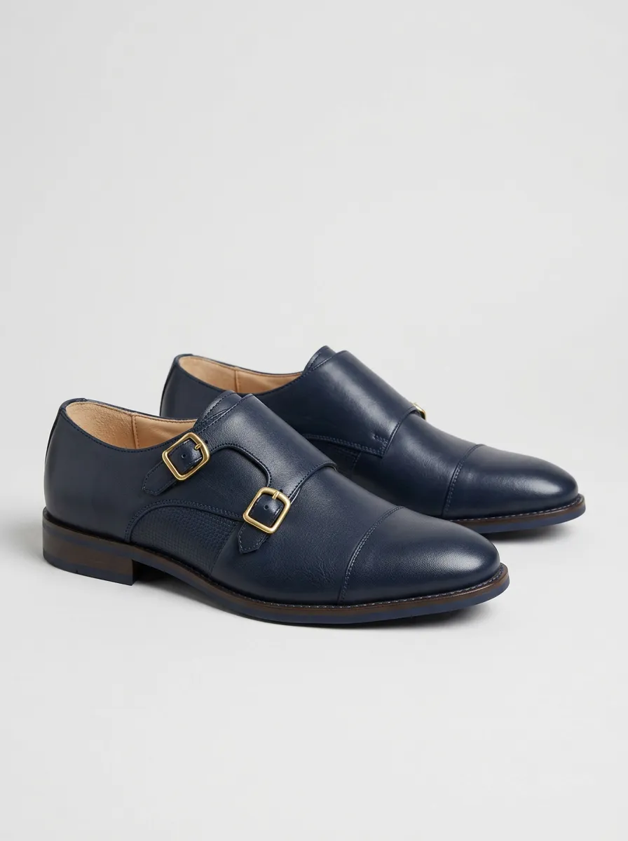 Men's Everyday Business Formal Double Monk Strap Leather Shoes