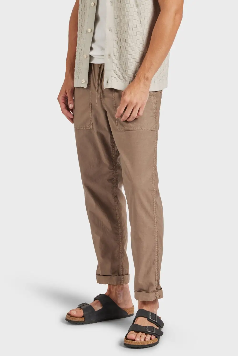 Relaxed Tapered Fit Linen Blend Casual Pants