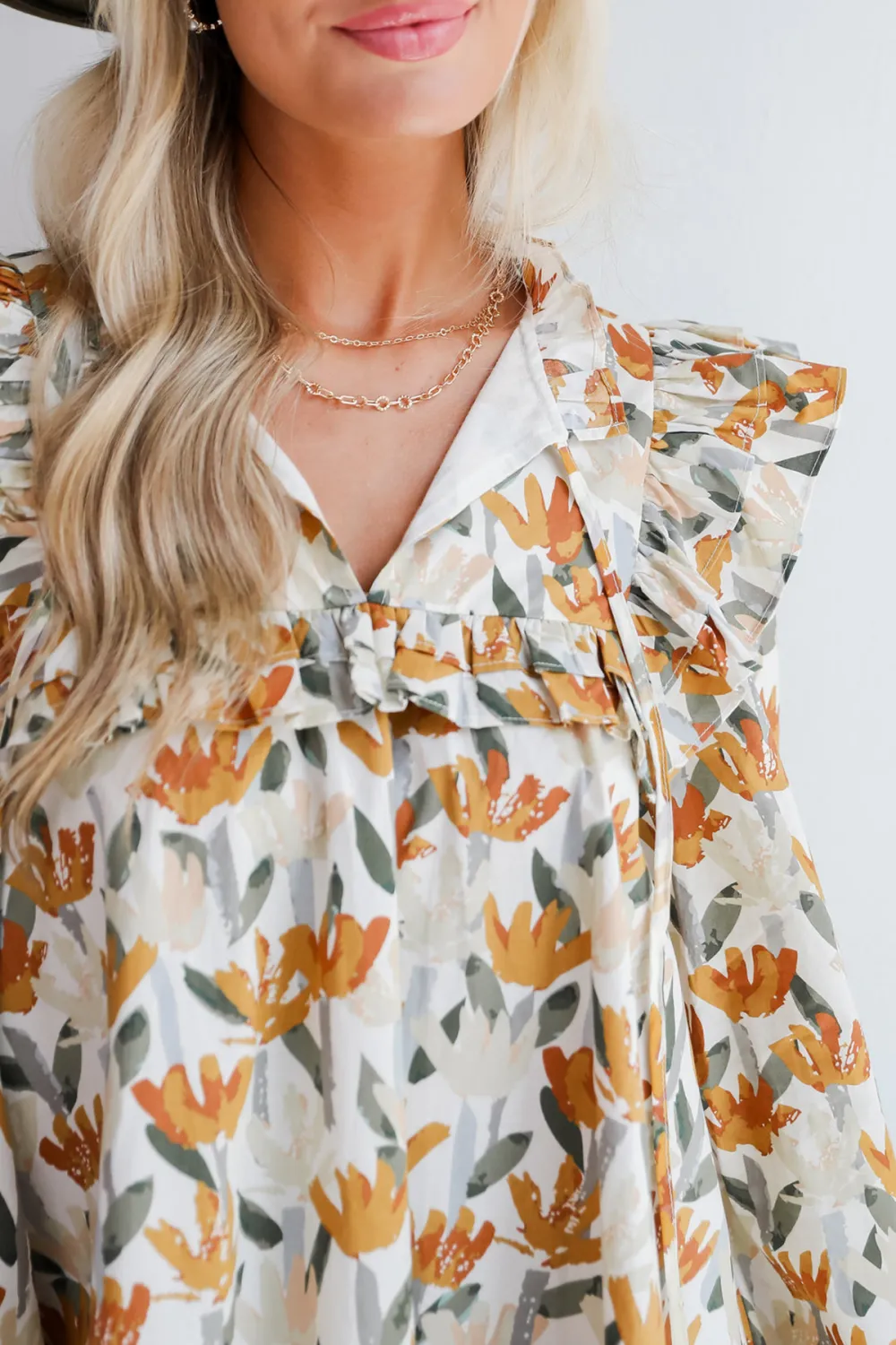 Cream Floral Mini Dress