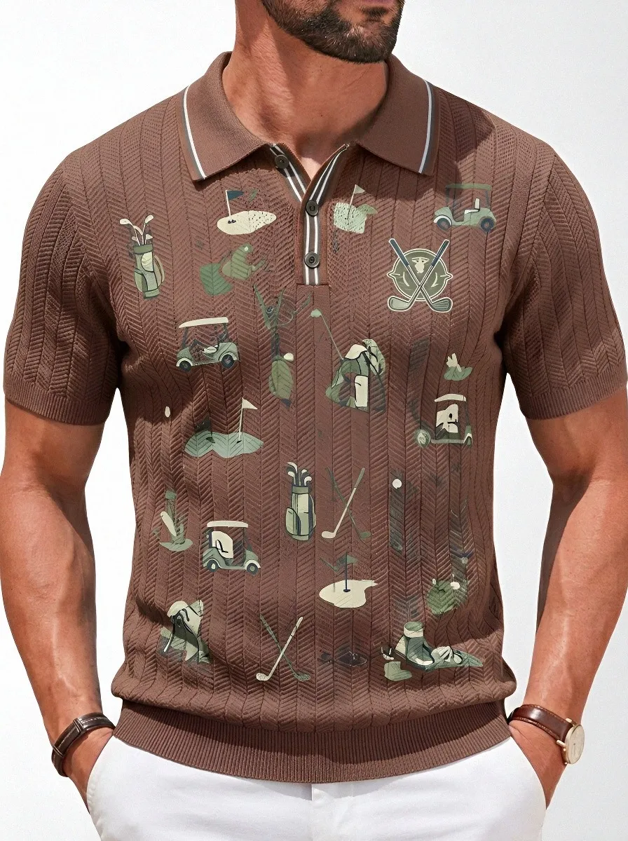 Men's Golf Lover Golf Cart Club Printed Polo Shirt