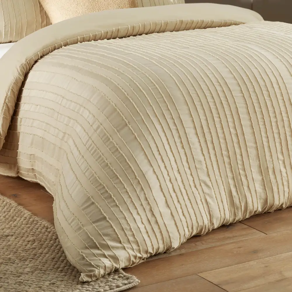 Tufted Stripe Linen Duvet Cover Set