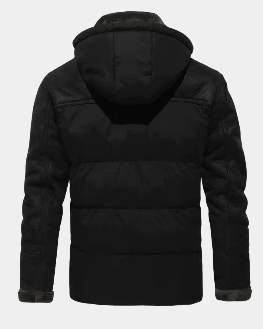 Mixed Texture Shearling Collar Jacket