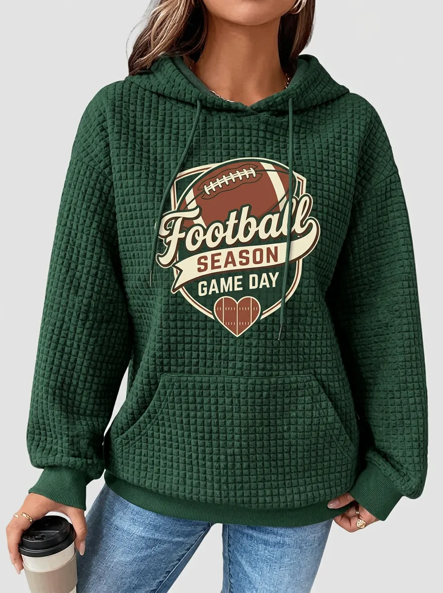 Women's Football Season Game Day Heart Graphic Printed Hoodie