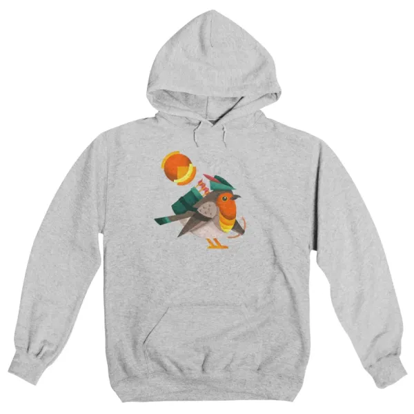Men's Minimalist Cartoon Bird Print Long-Sleeve Hoodie