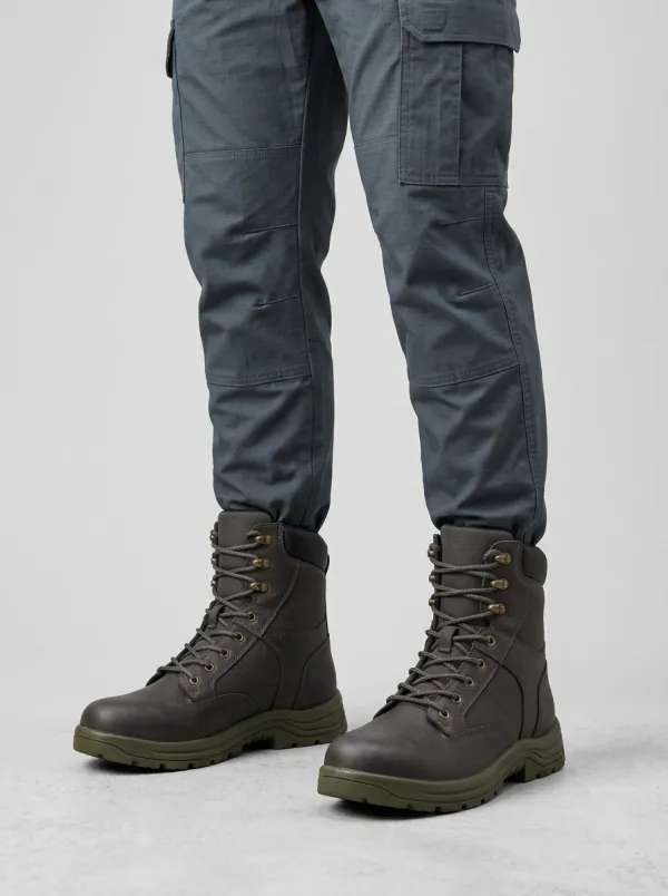 Unisex Tactical Outdoor Leather Print Work Boots
