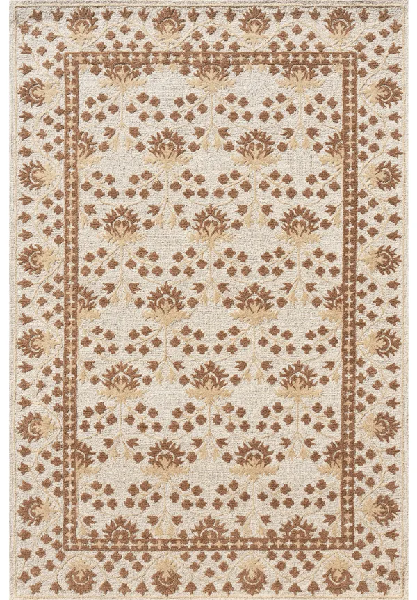 Crafted Floral Wool Rectangular Rug