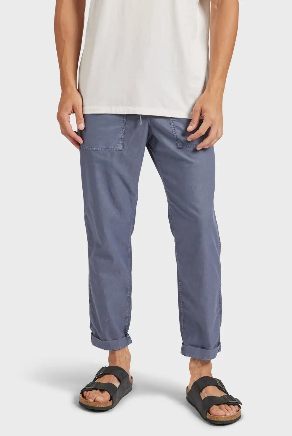 Relaxed Tapered Fit Linen Blend Casual Pants