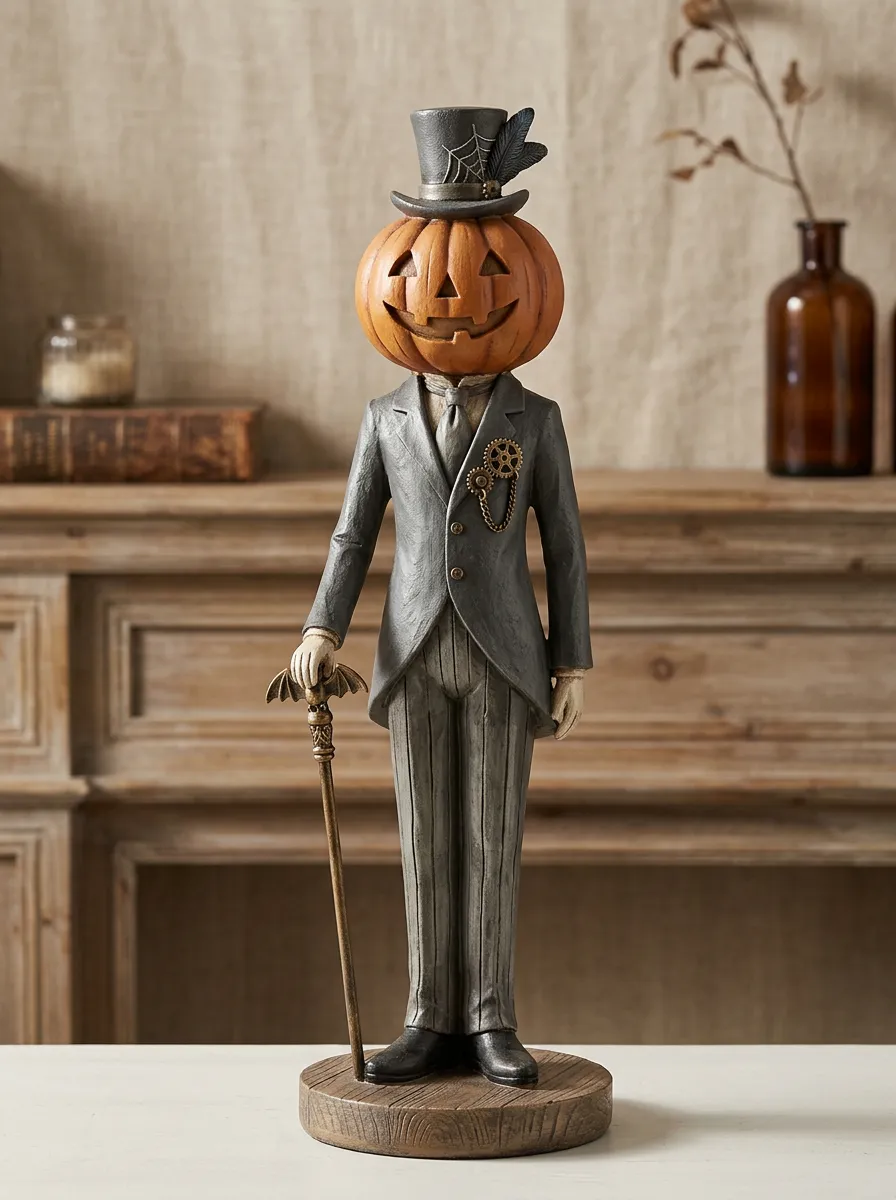 Halloween Steampunk Pumpkin Gentleman Figurine