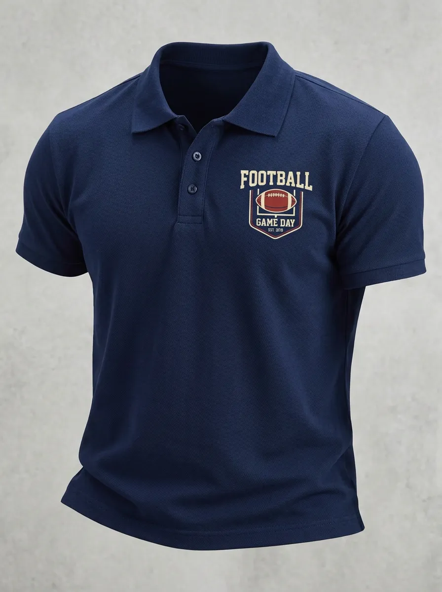 Men's Football Game Day Logo Printed Polo Shirt
