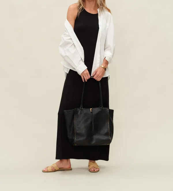 Black Cotton Blend Stretch Blend Dress