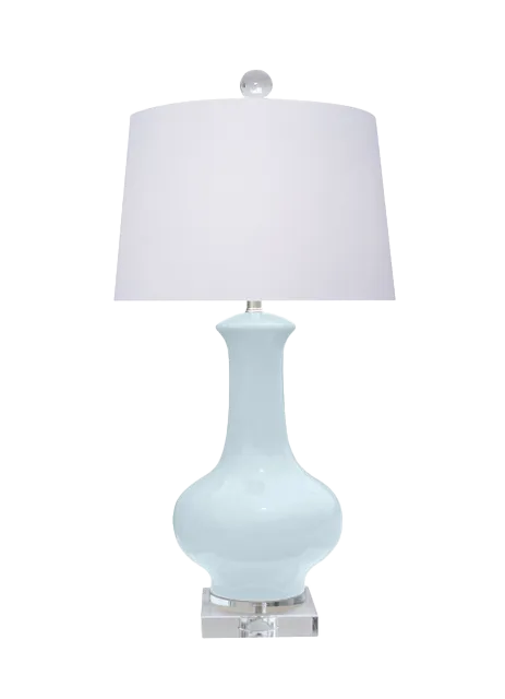 Gourd-Form Porcelain Drum-Shade Lamp