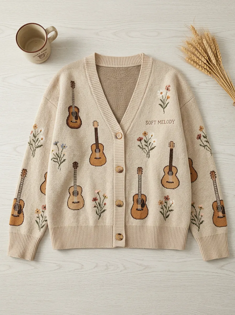 Rustic Decorative Women's Country Music Knit Cardigan