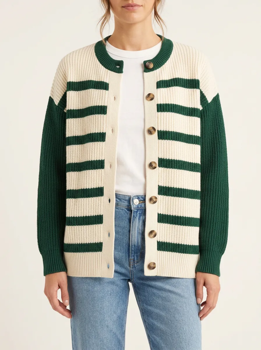Rugby Striped Knit Cardigan