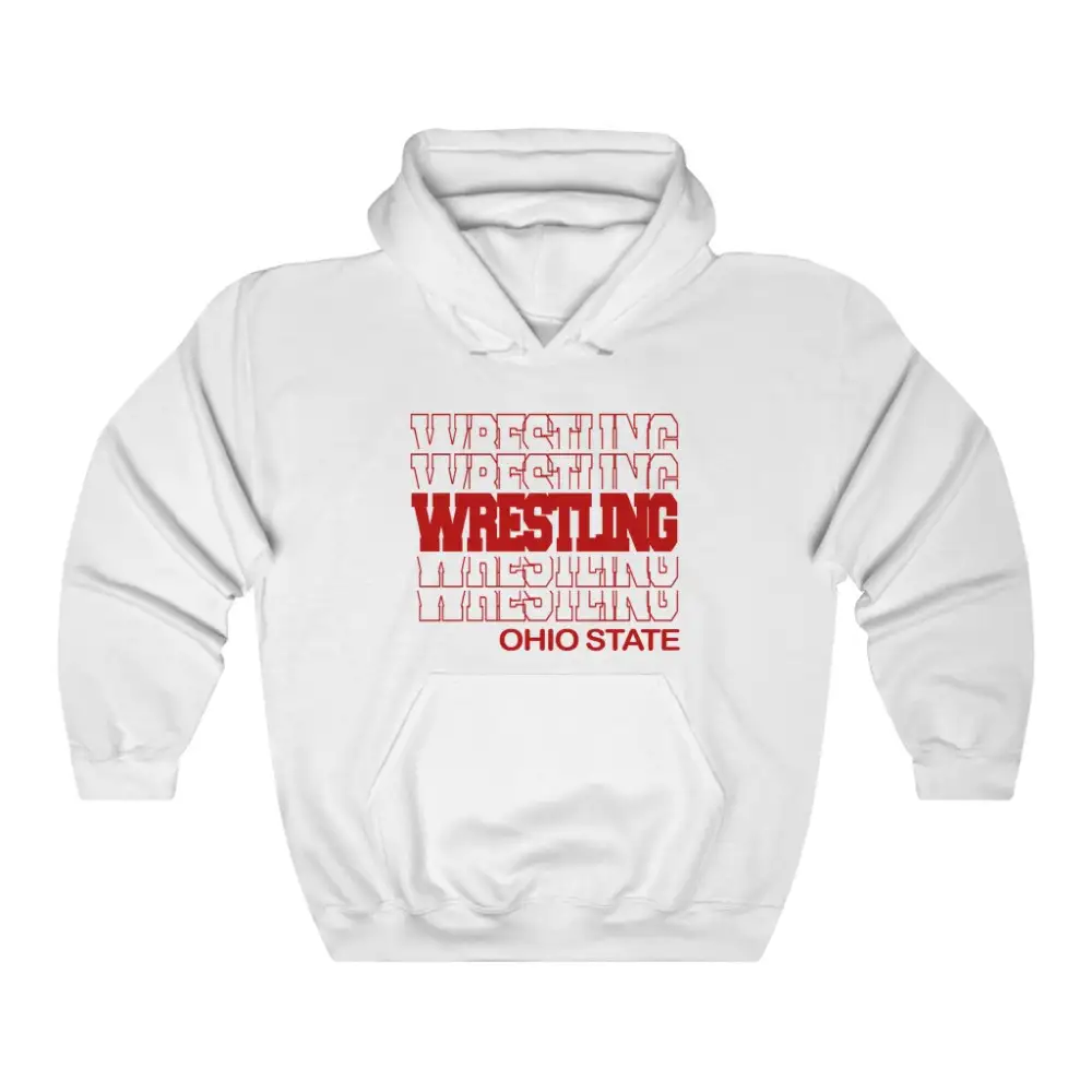 Relaxed Modern Stacked Wrestling Graphic Pullover Hoodie