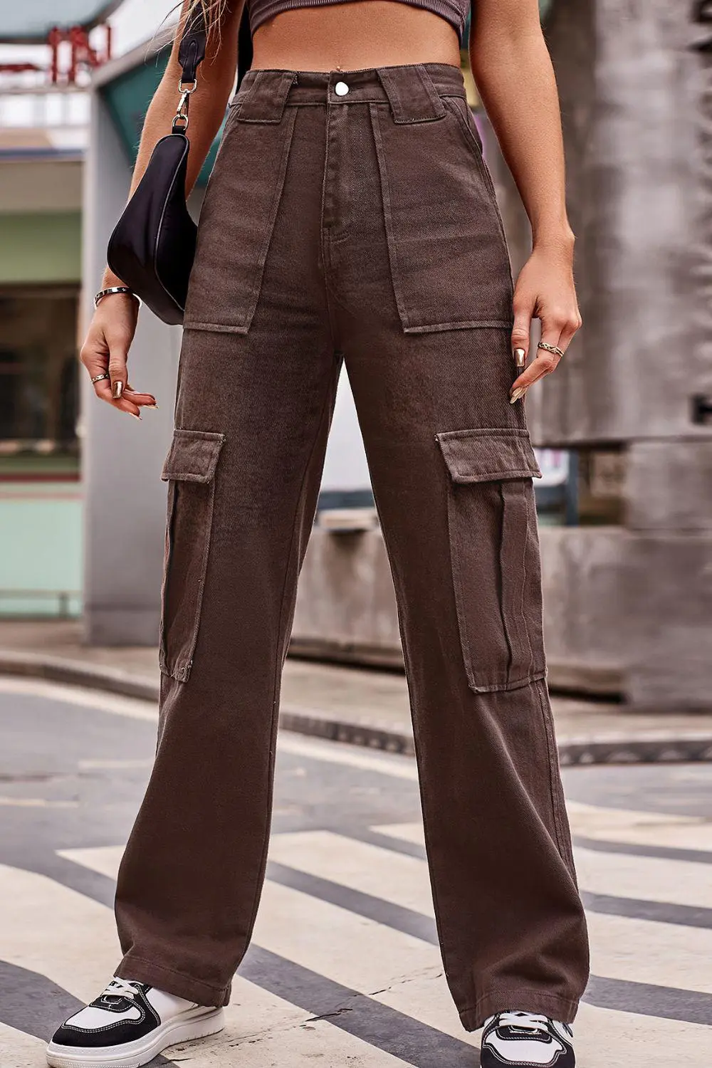 Buttoned High Waist Loose Fit Denim Jeans