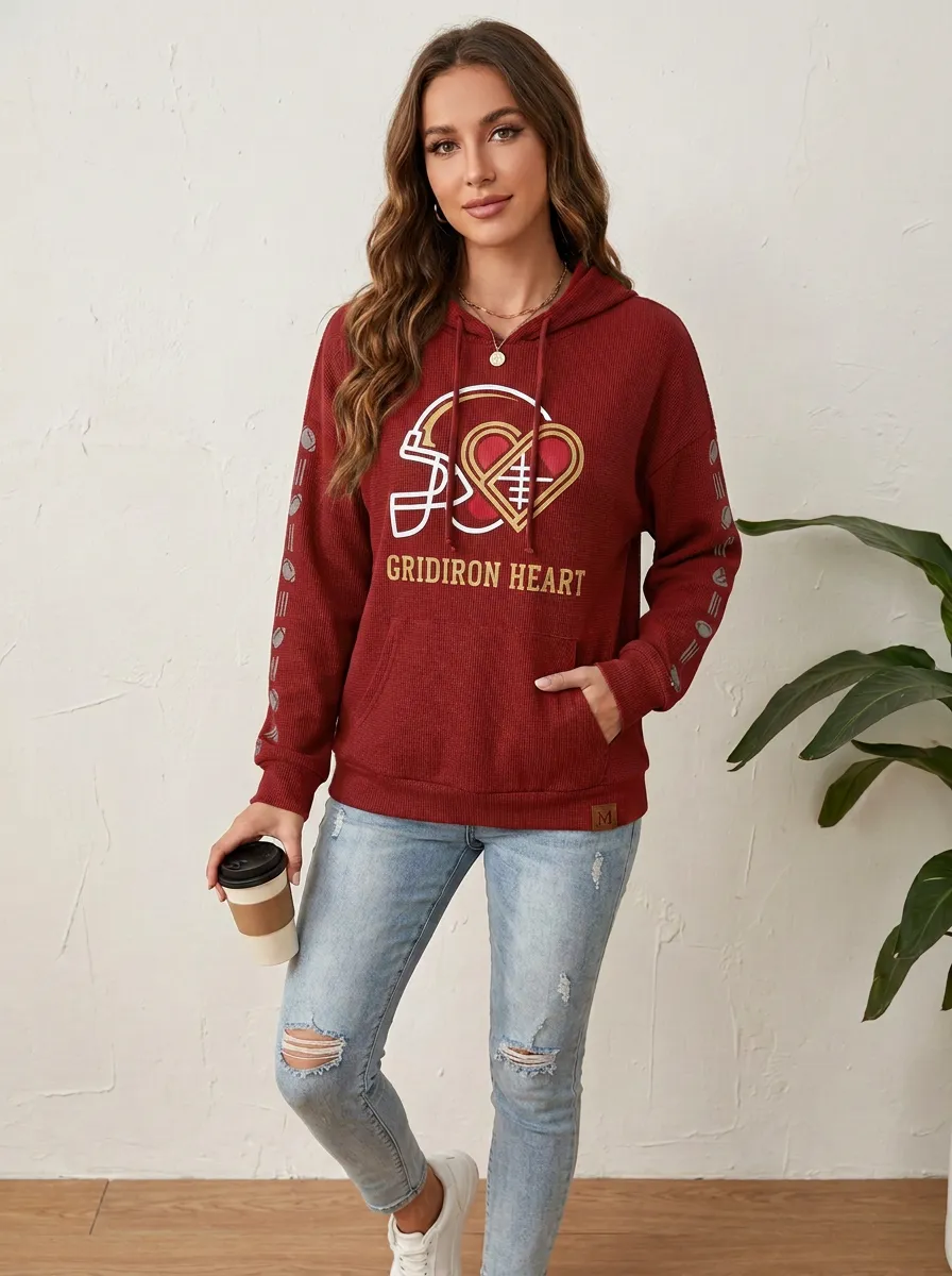 Women's Classic Gridiron Heart Helmet Graphic Hoodie