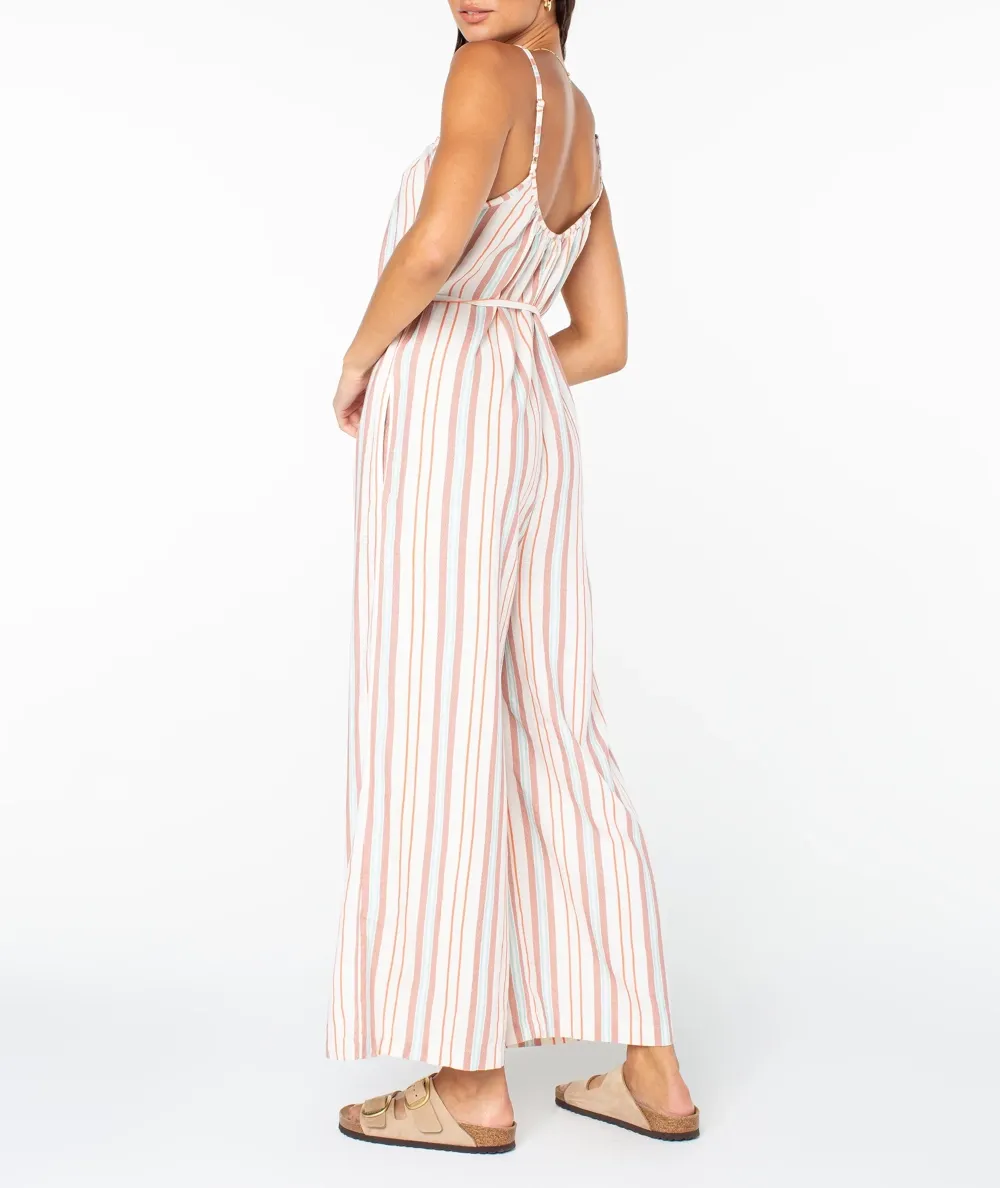 Striped V-Neck Halter Top With Sleeves