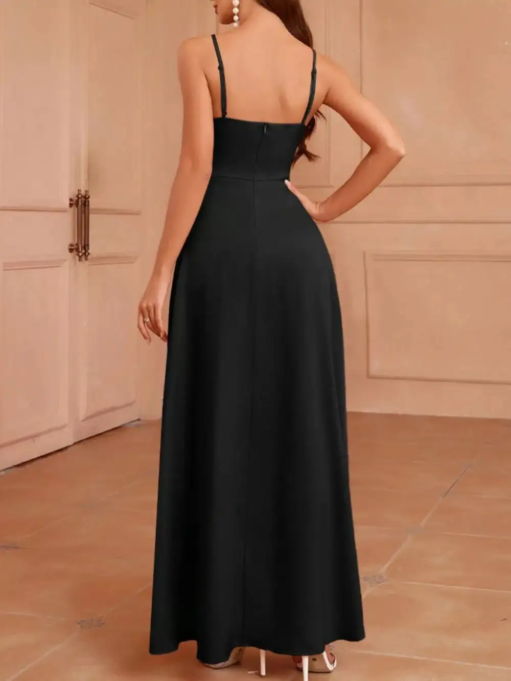 Relaxed Slit Spaghetti Strap Maxi Dress