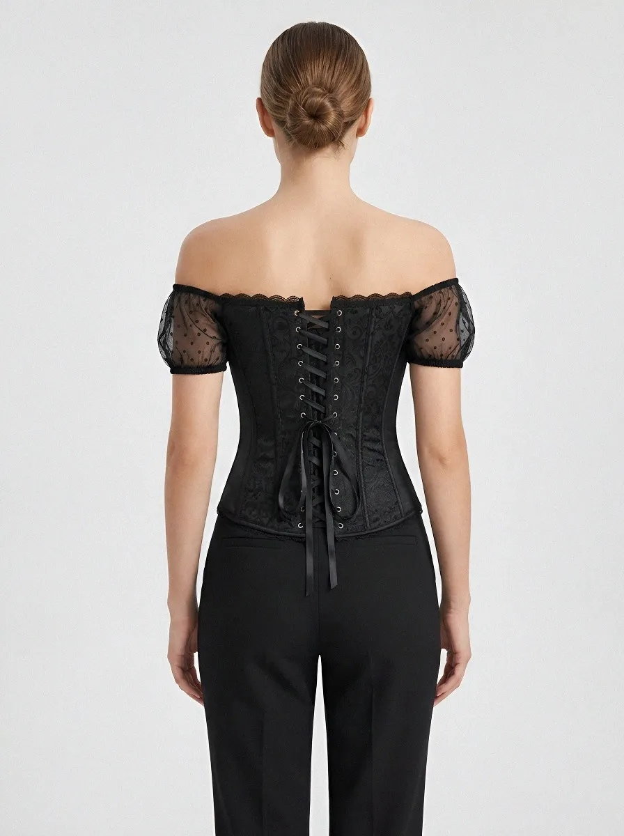 Lace-Trim Gothic-Inspired Women's Corset Top