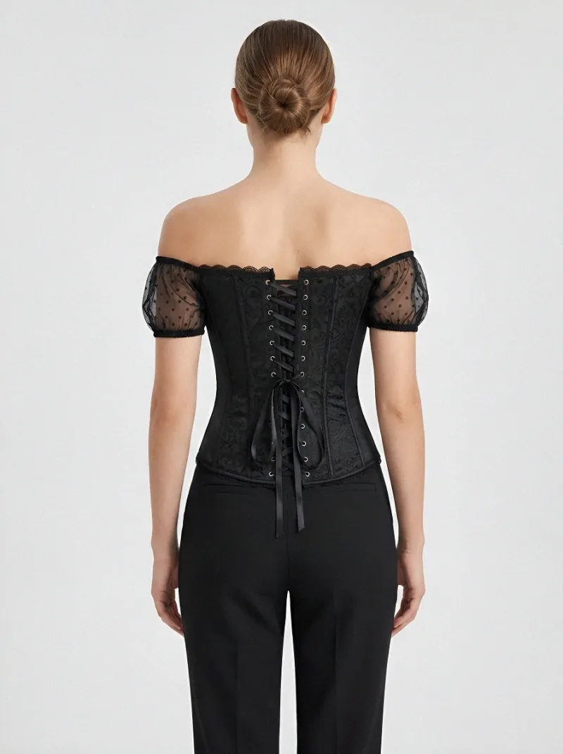 Lace-Trim Gothic-Inspired Women's Corset Top