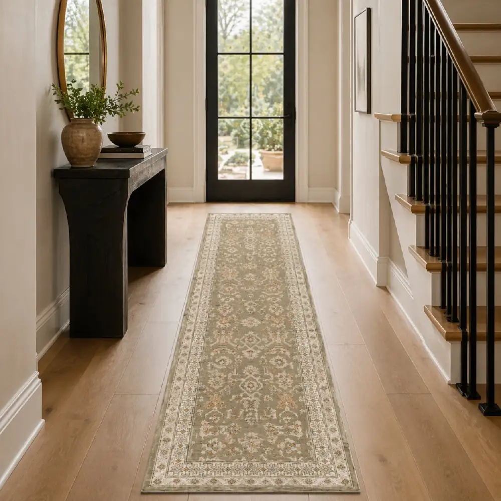 Abstract Hand-Knotted Wool Table Runner