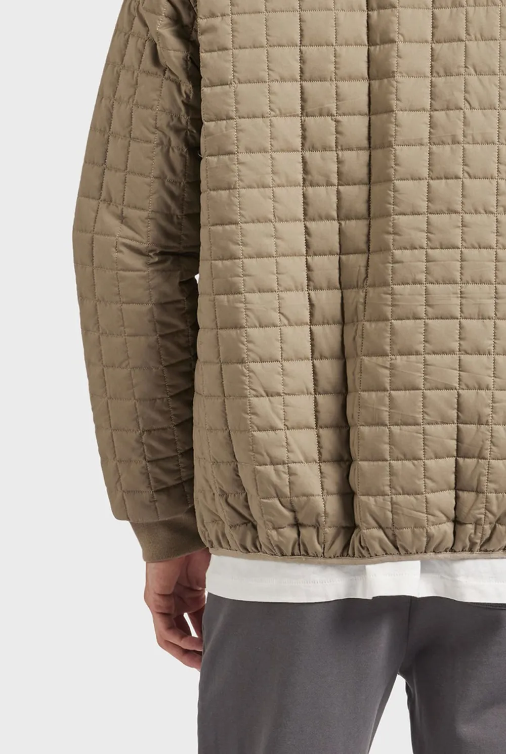 Diamond Quilted Stand Collar Casual Jacket