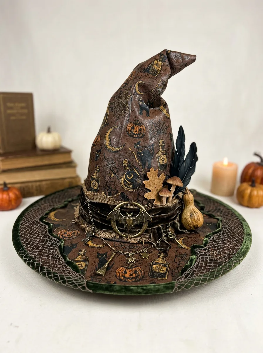 Pumpkin Cat Halloween Witch Hat