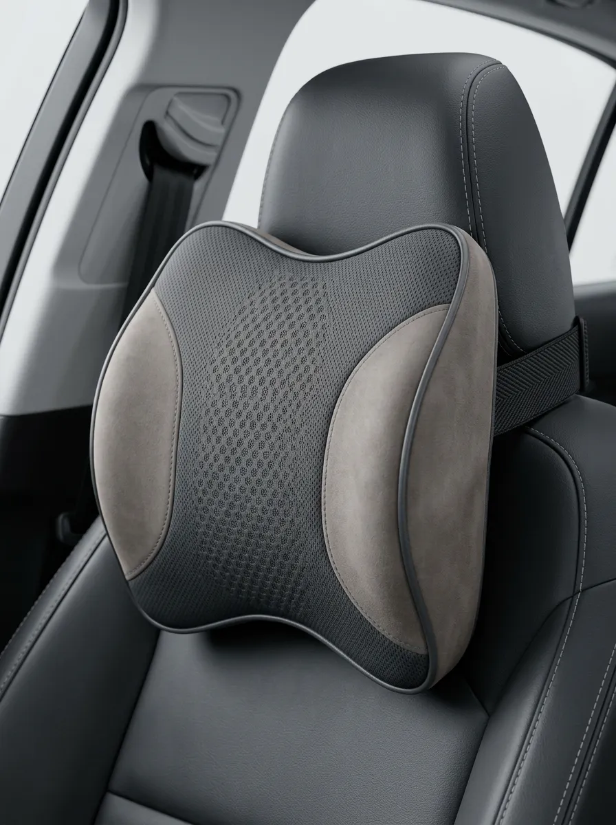 Neck-Support Mesh Suede-Look Ergonomic-Look Car Neck Support Pillow