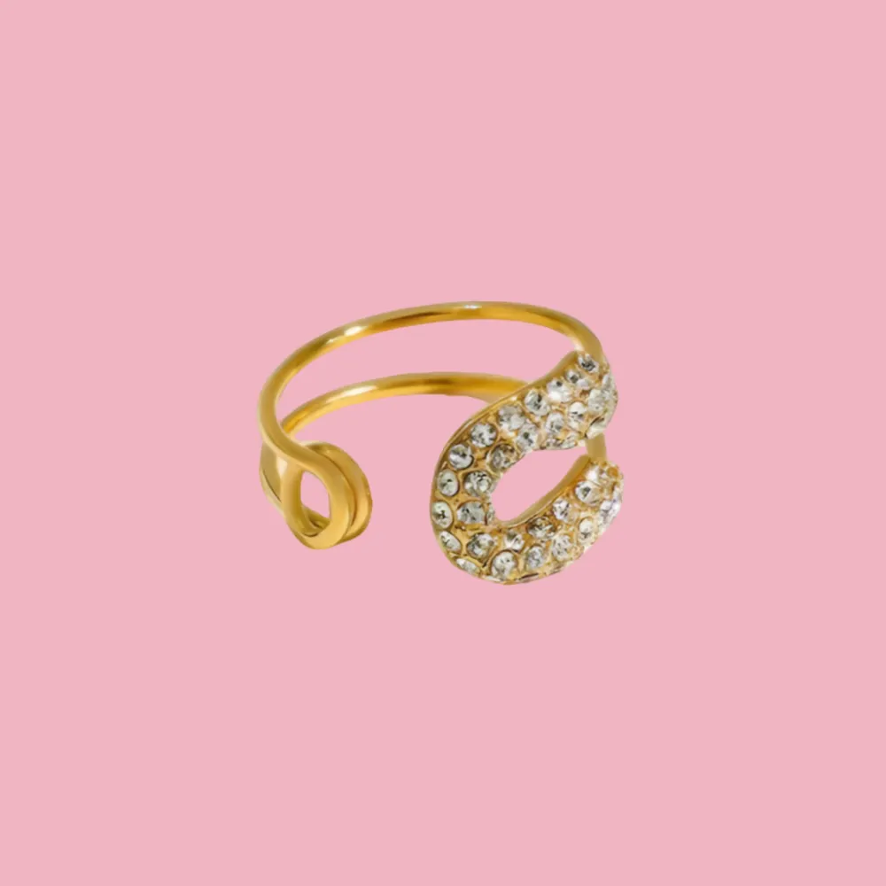 Safety Pin Zirconia Ring