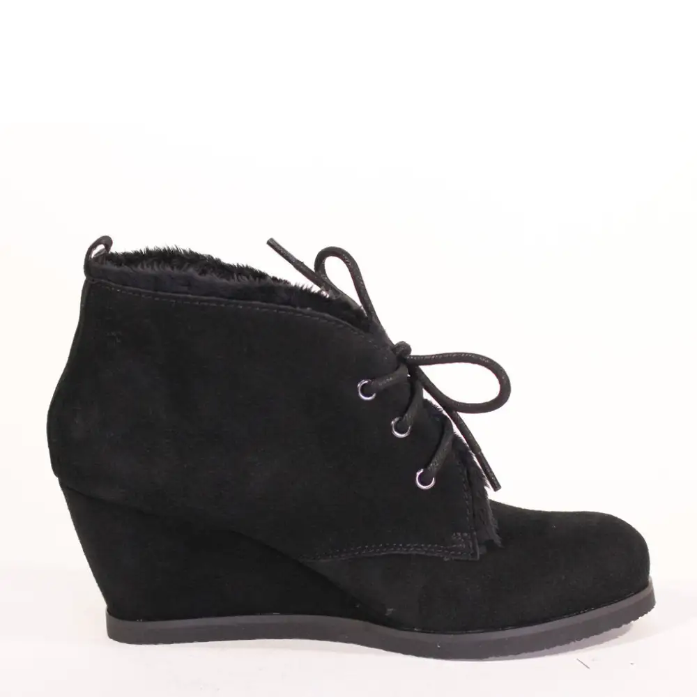 Suede Wedged Ankle Boots