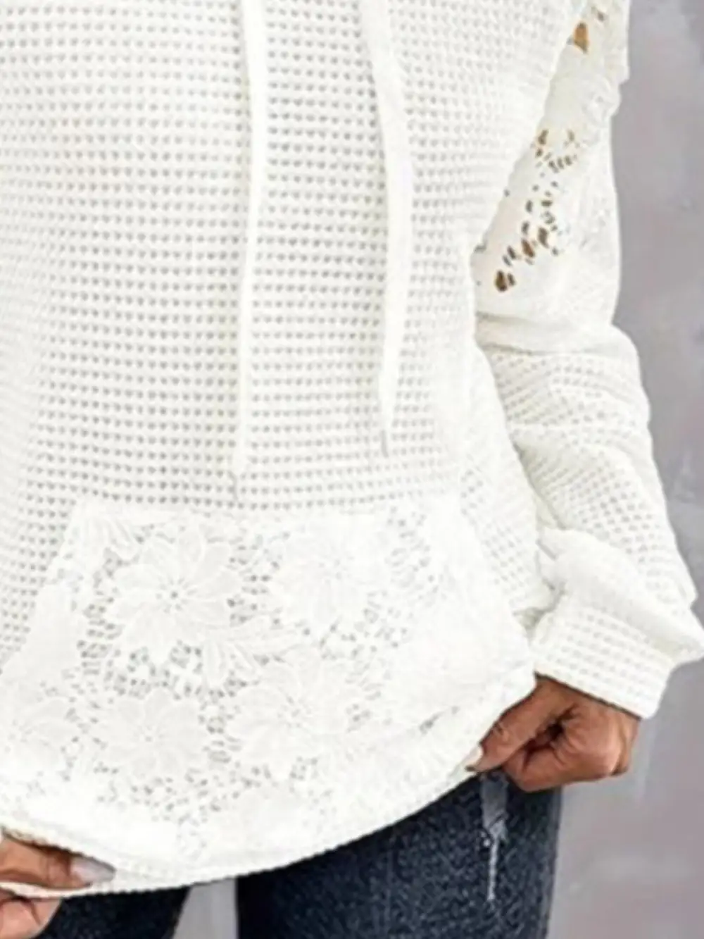 Refined Drawstring Pocketed Waffle-Textured Knit Hoodie
