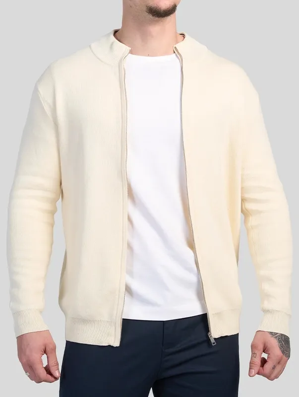 Beige Zip Front Sweater