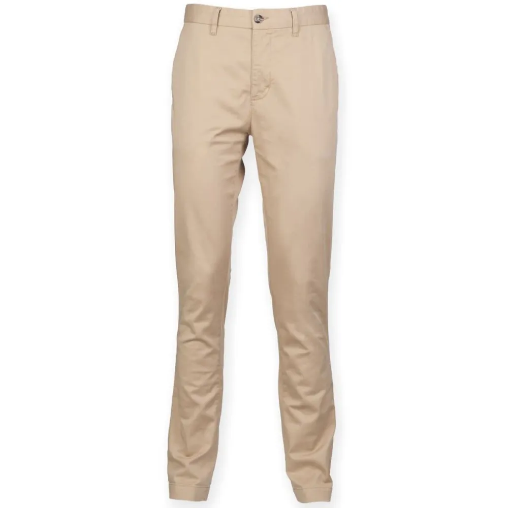 Men's Stretch Flat Front Plain Chino Trousers