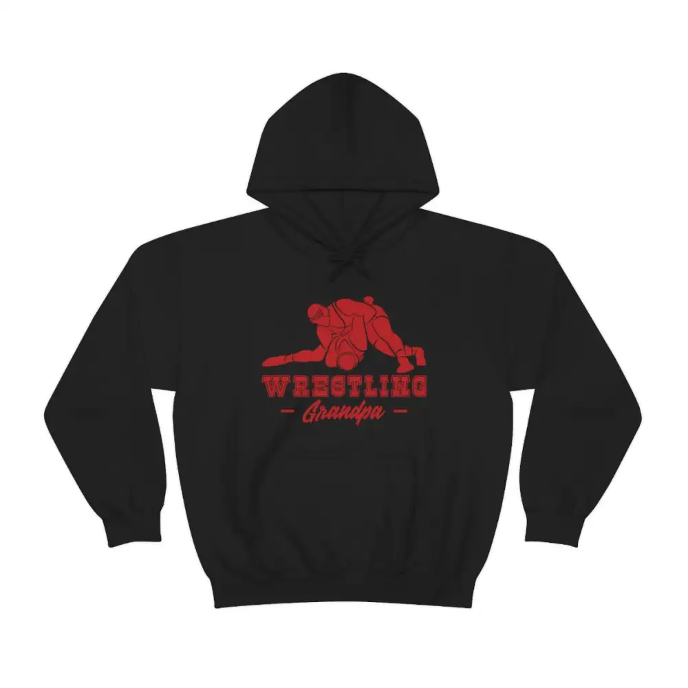 Grandpa Support Wrestling Graphic Pullover Hoodie