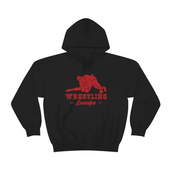 Grandpa Support Wrestling Graphic Pullover Hoodie