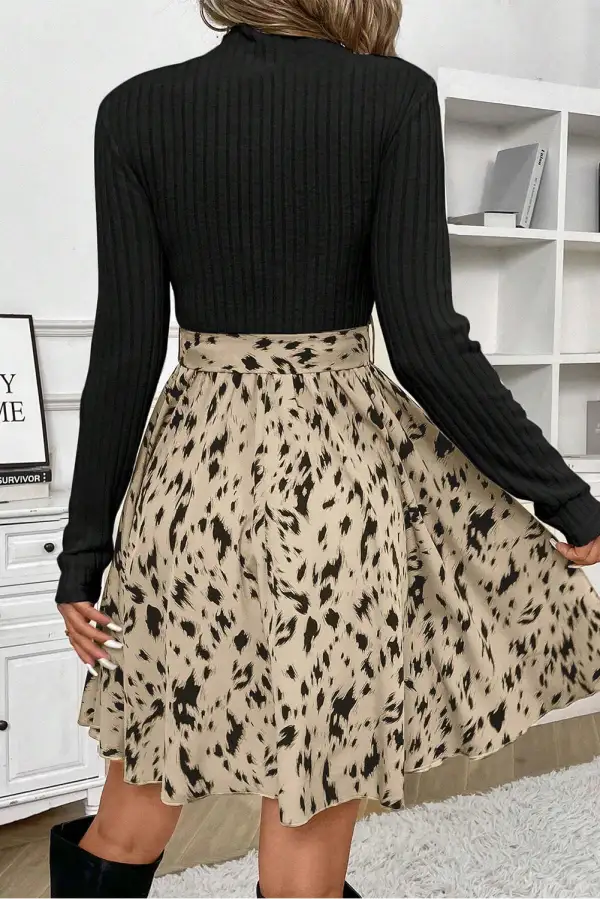 Easygoing Ribbed Knit Belted Mini Dress
