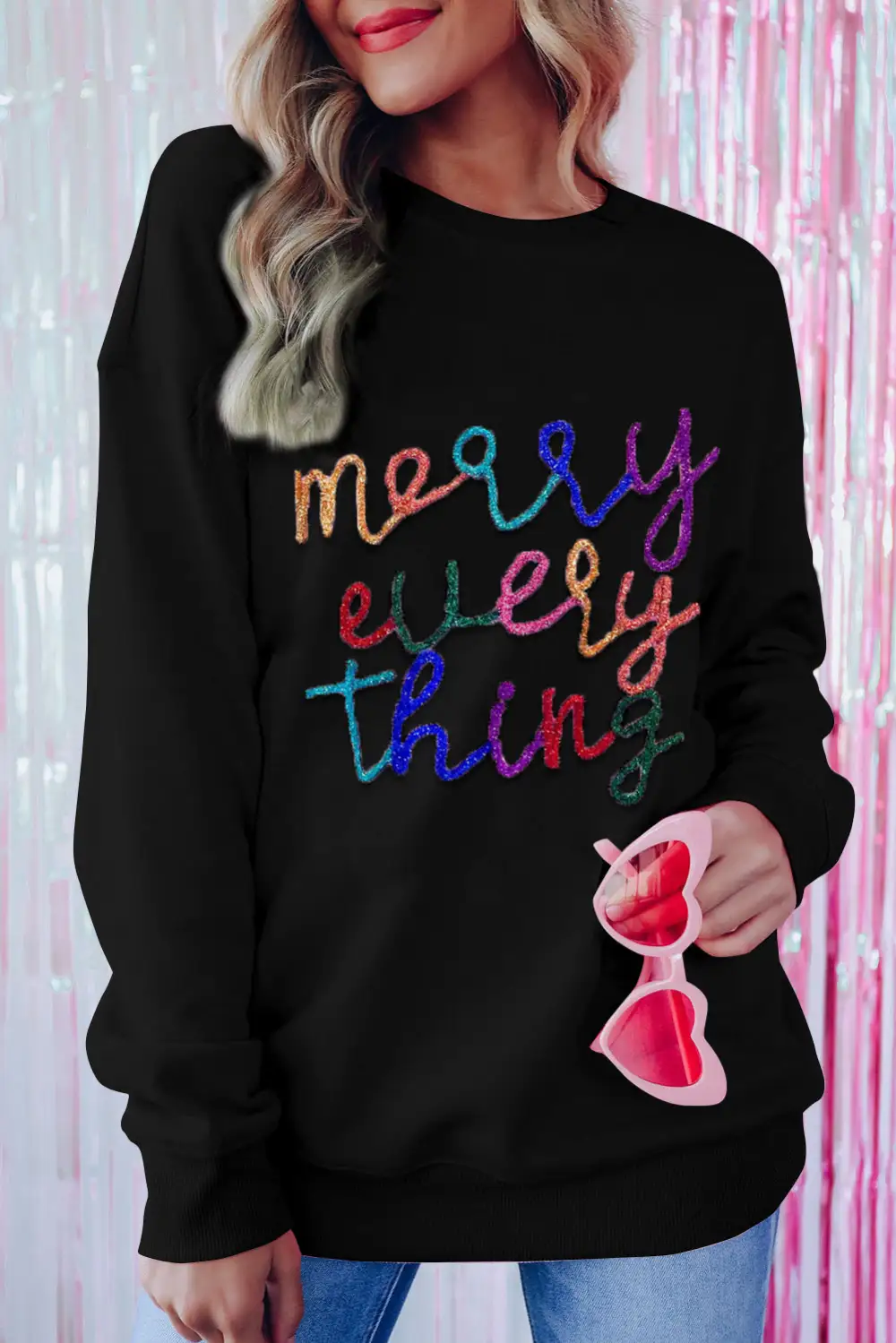 Every Thing Glitter Slogan Sweatshirt