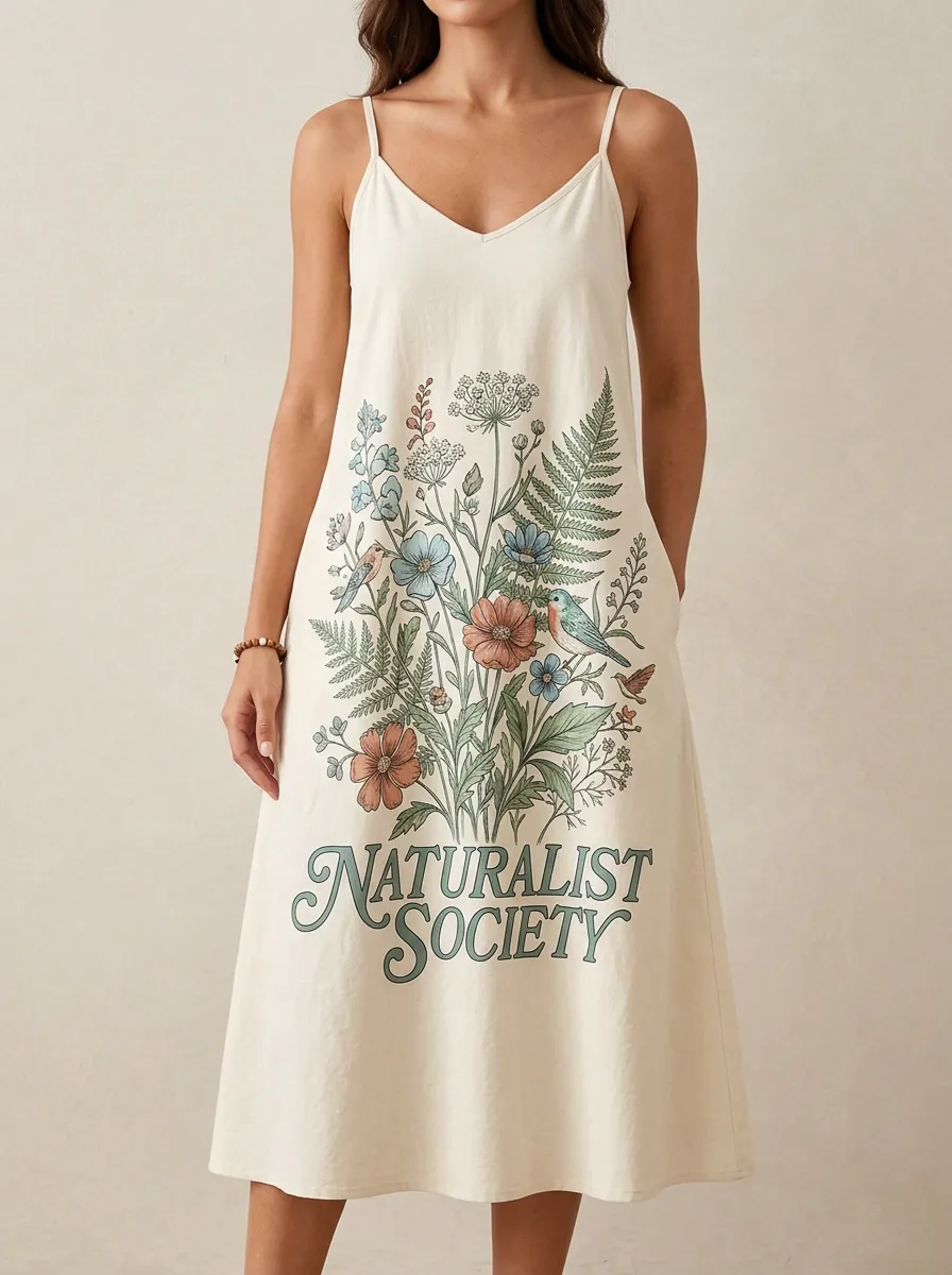 Naturalist Society Botanical Bird Cami Dress
