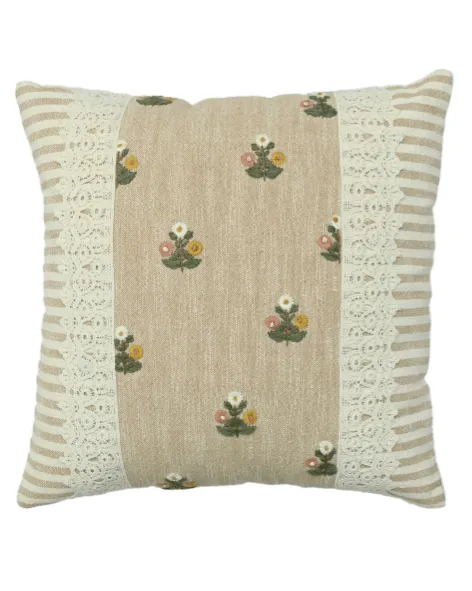 Woven Floral Cotton Decorative Cushion Cover