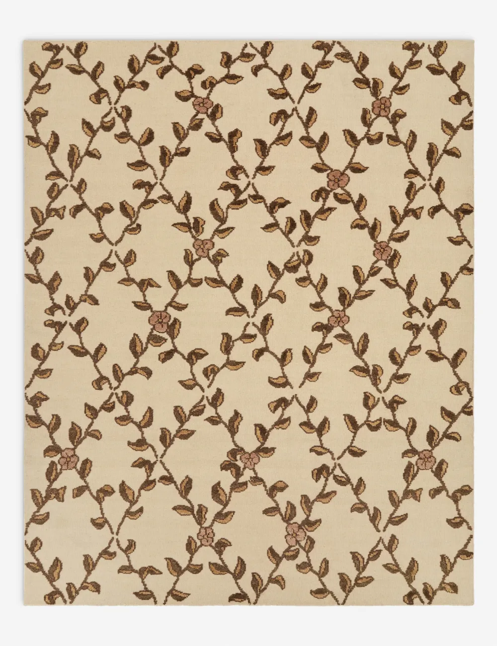 Lattice Botanical High Low Pile Hand Knotted Wool Area Rug