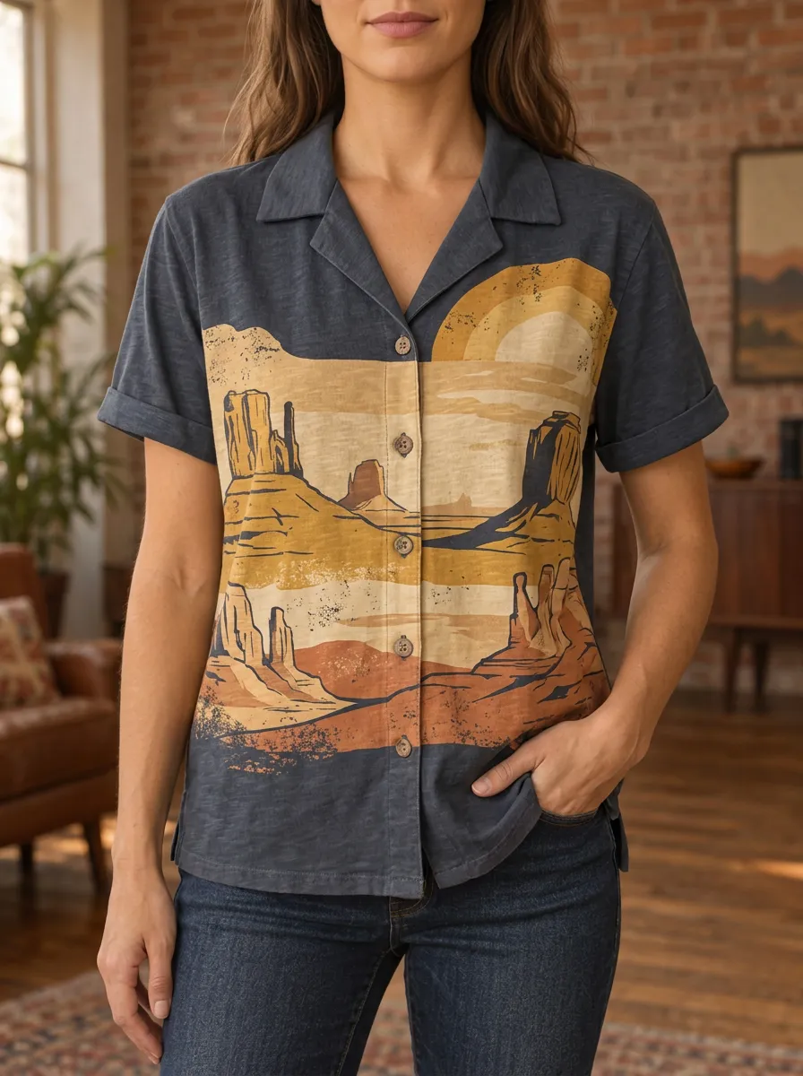 Women's Wilderness Western Desert Landscape Sunset Shirt
