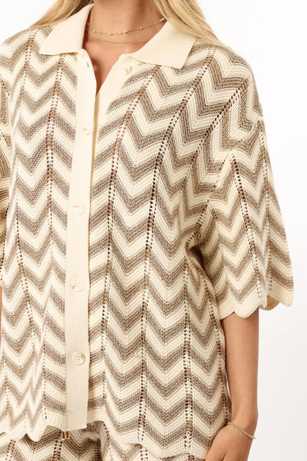 SAND WHITE KNIT SHIRT