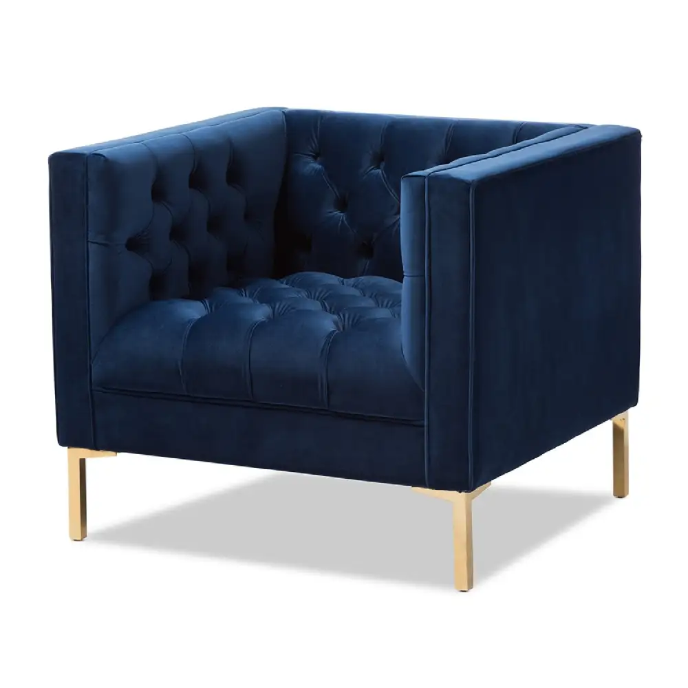 Button-Tufted Velvet Lounge Chair