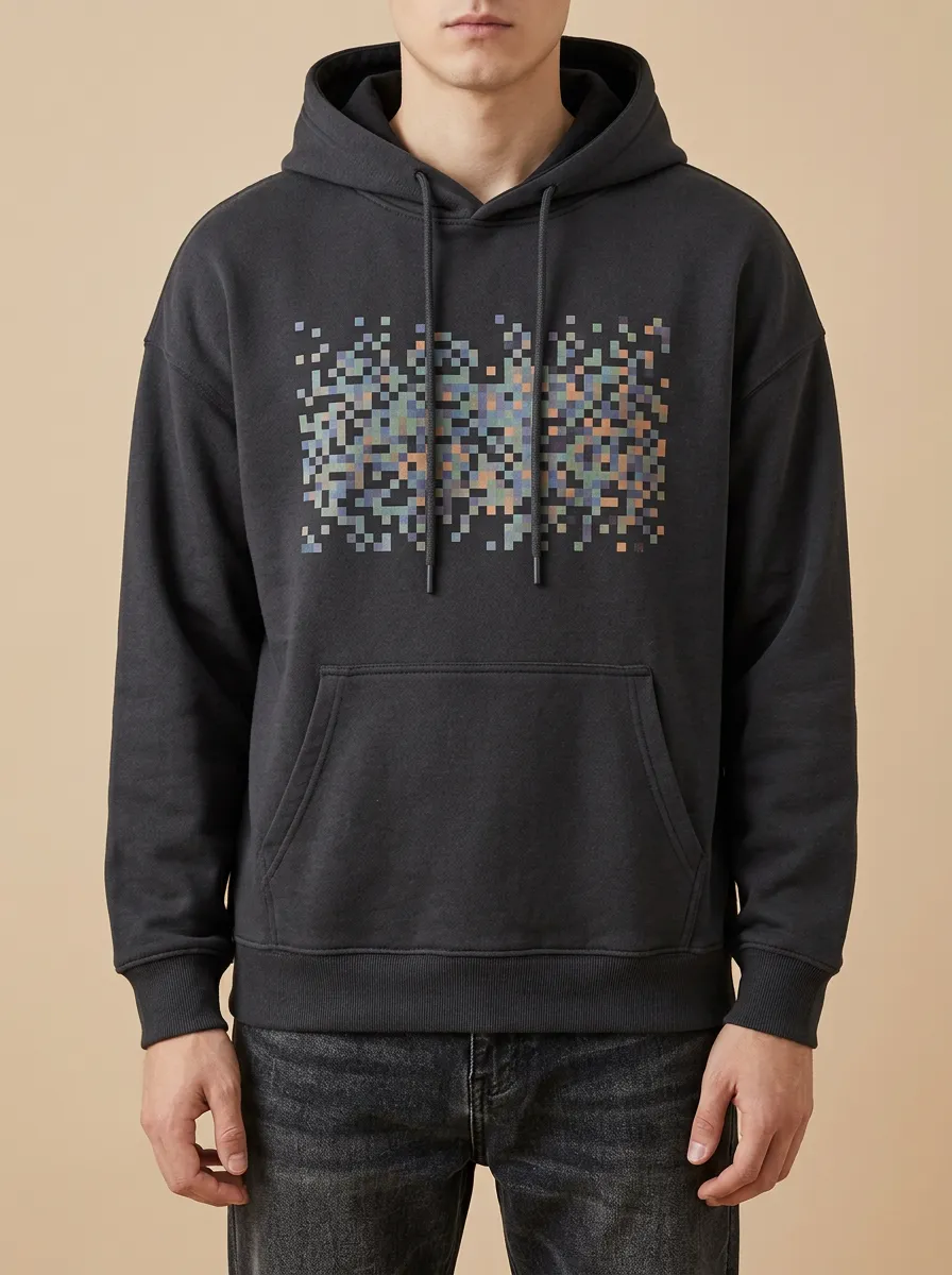 Unisex Tech Geek Pixelated Glitch Print Hoodie