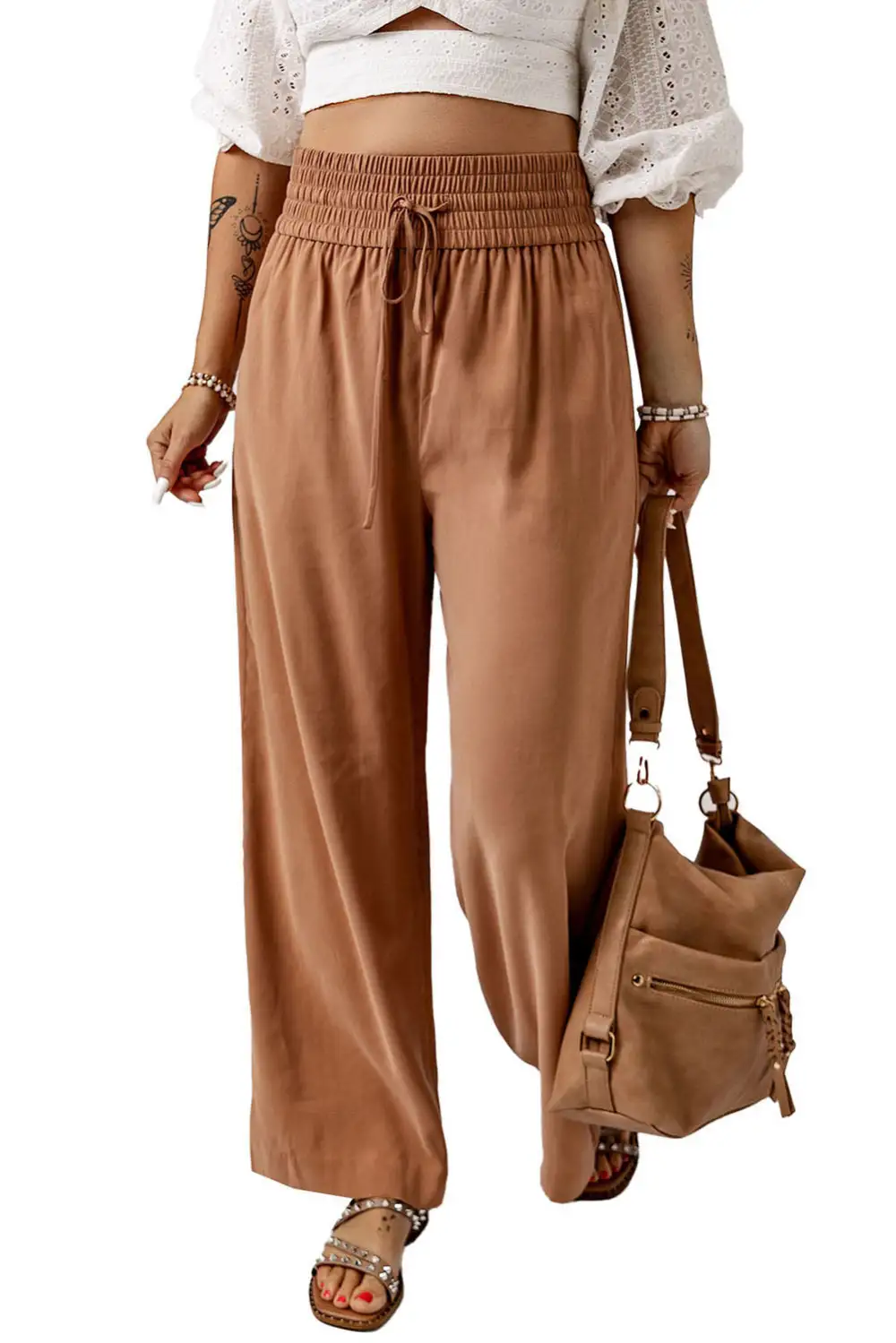 Smocked High Waist Pants