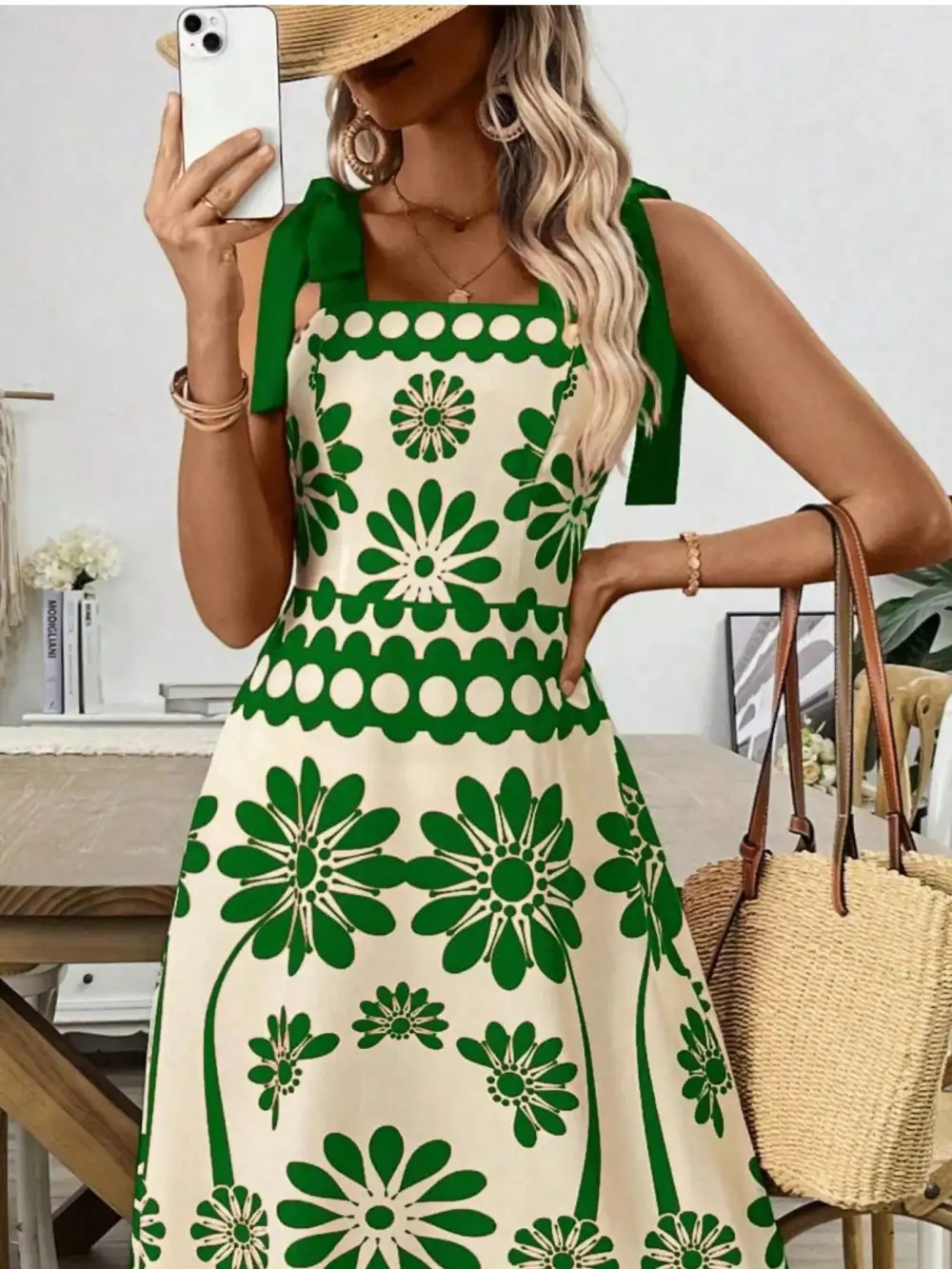 Tie-Shoulder Midi Dress
