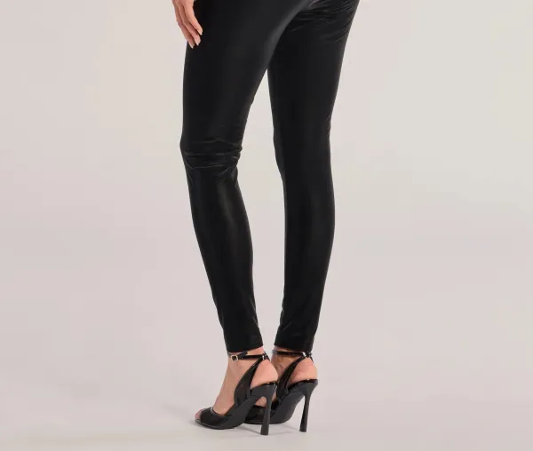 Black Faux Leather High-Rise Leggings