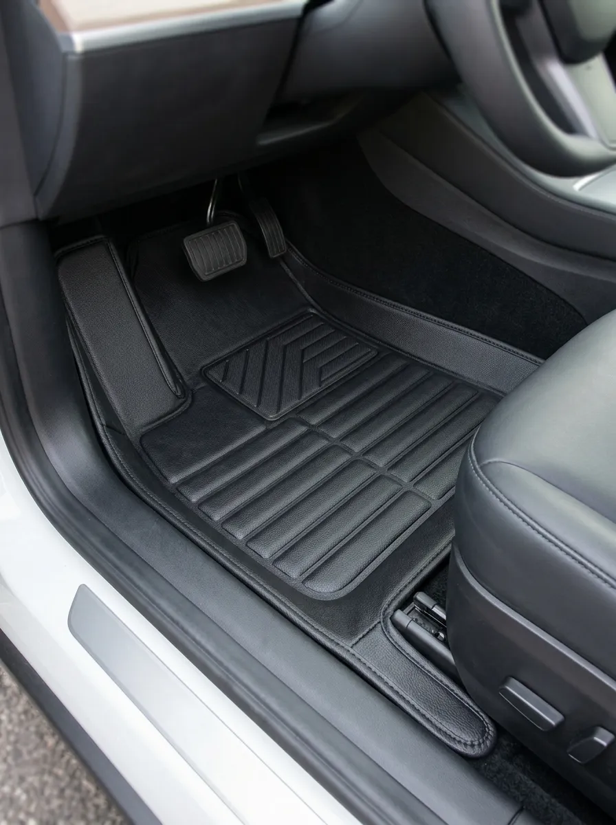 Modern Leather-Texture Textured Car Floor Mats